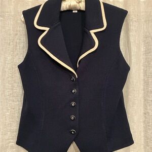St. John Collection Navy Vest with White Accents